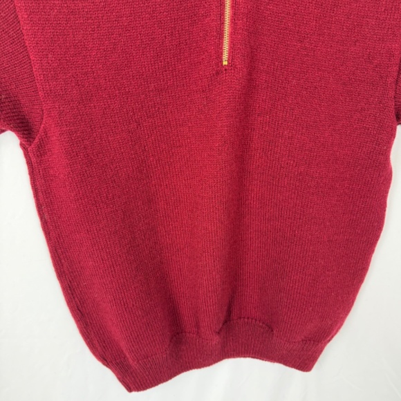 Norlender Norway Ski Sweater M Red Wool Blend Quarter Zip Pullover Excellent - Picture 7 of 11